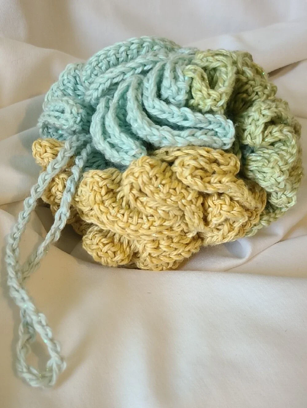 Handmade Crochet Exfoliating Bath Pouf By Grey Dove Creations NWOT